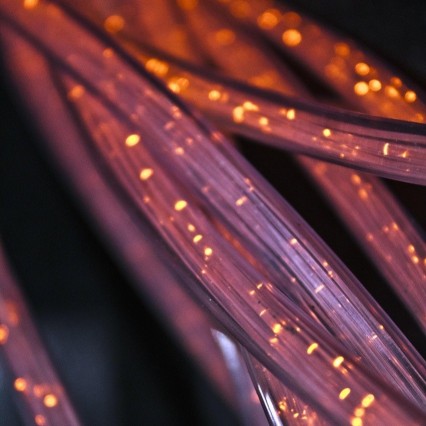 Fotografia molto ravvicinata di cavi per la fibra